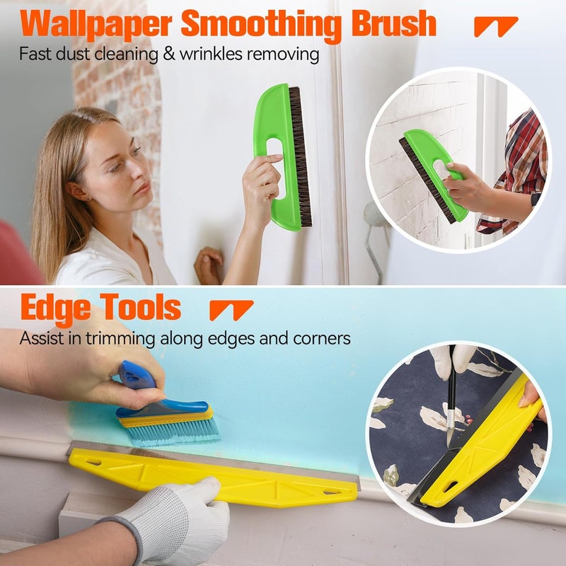 WRAPXPERT Wallpaper Smoothing Tools, Wallpaper Tools for Peel and Stick, Tool Kits for Adhesive Contact Paper, Backsplash Tile, Window Film Installation, with Smoothing Brush, Wall Paper Paste Kit - Image 3